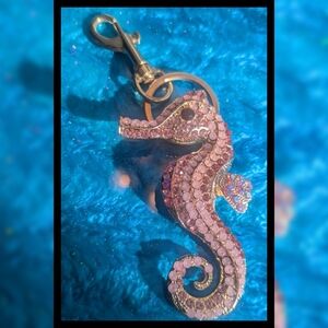 Rhinestone Seahorse Purse Charm Brooch | Coastal Glam